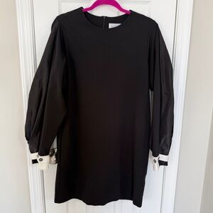 MEIMEIJ Knit & Taffeta Tunic Mini Dress Black NWT